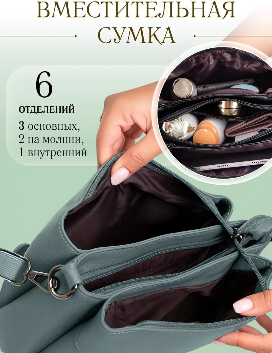 Сумка кросс-боди LuxeKiss экокожа серый купить,NaN