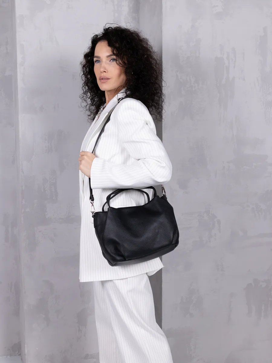 Сумка шоппер LIZA FILINNI Bags натуральная кожа черный купить,NaN