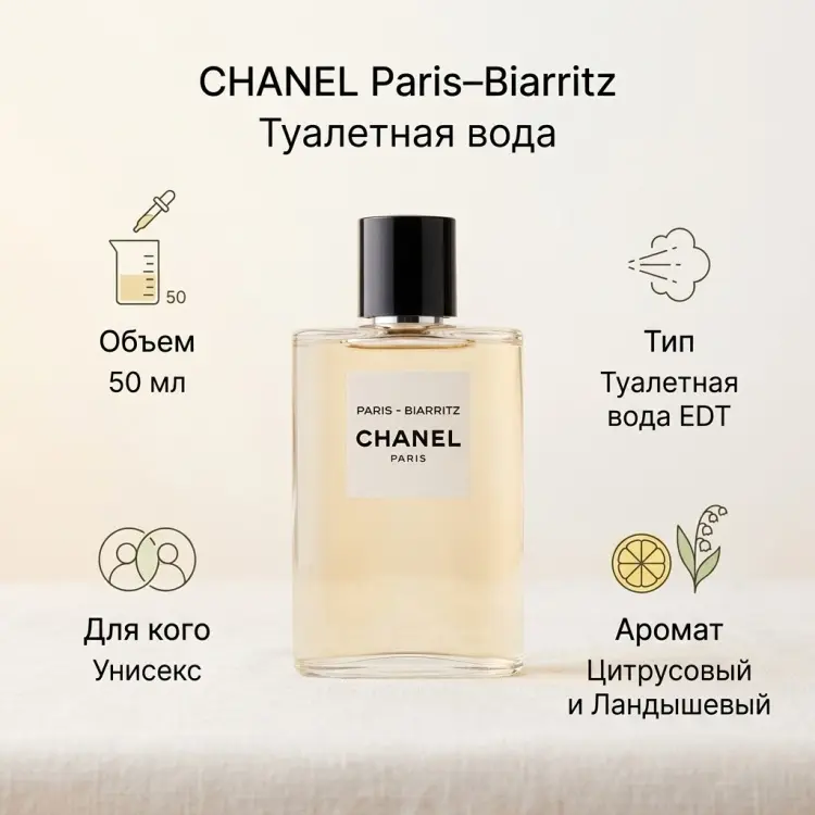 CHANEL CHANEL Paris–Biarritz туалетная вода EDT 50 мл, унисекс купить,124990