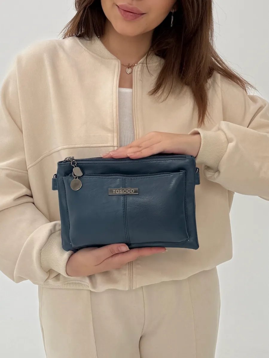Сумка багет TrendCase экокожа синий купить,NaN