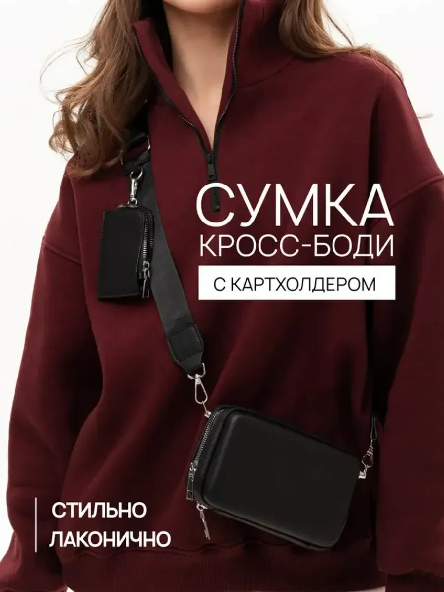 Сумка кросс-боди экокожа черный купить,NaN