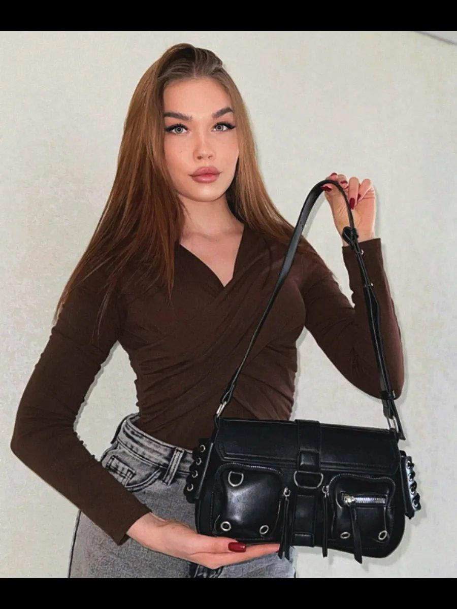 Сумка багет Anila экокожа черный купить,NaN