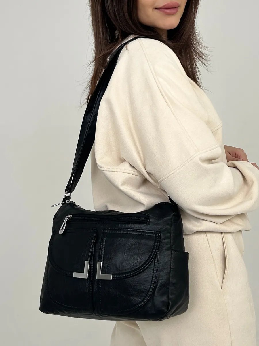 Сумка багет TrendCase экокожа черный купить,NaN
