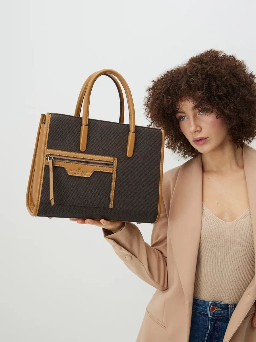 Сумка шоппер TOUCHBRAND экокожа коричневый купить,NaN