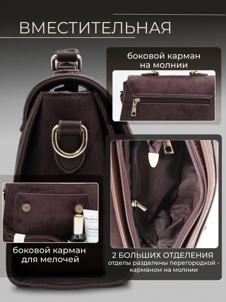 Сумка кросс-боди Niksay экокожа коричневый купить,NaN