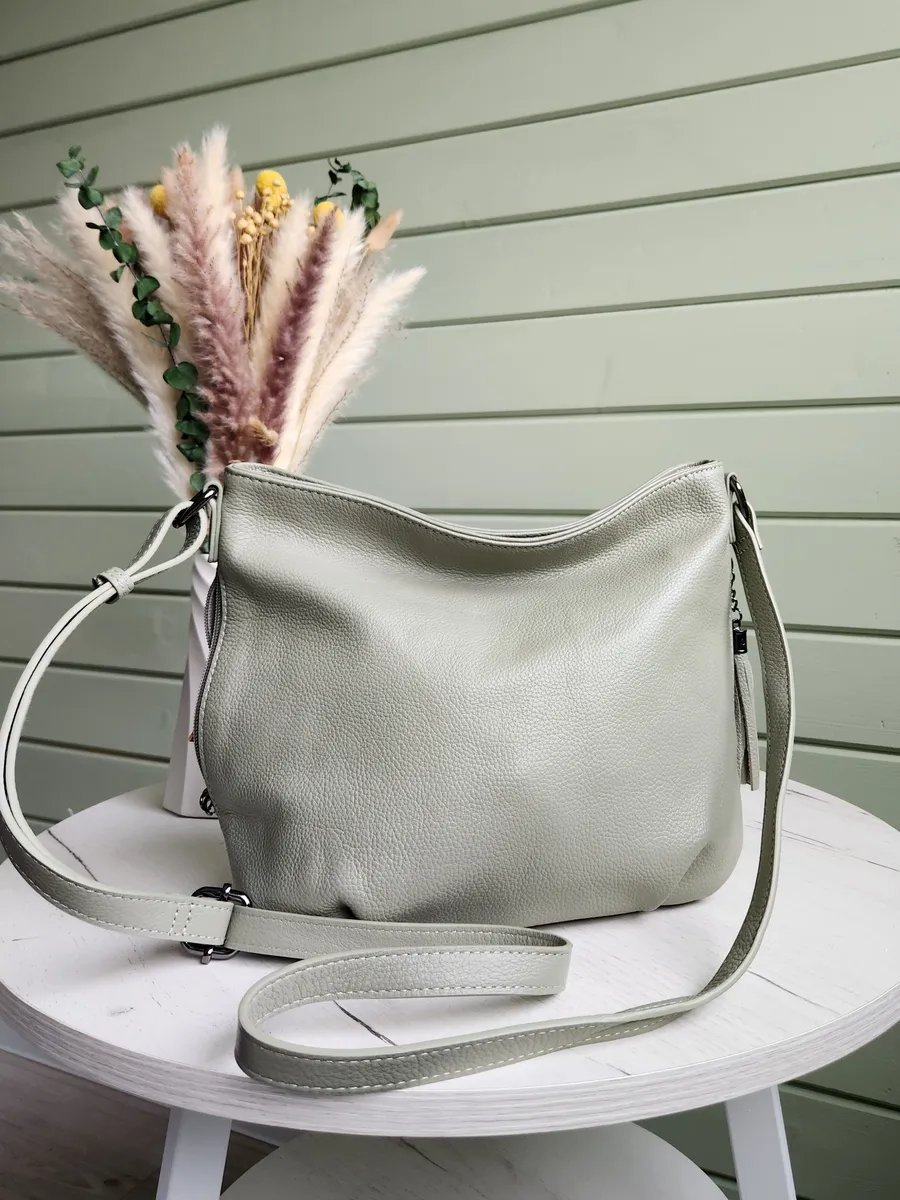 Сумка кросс-боди FEELBAGS натуральная кожа зеленый купить,NaN