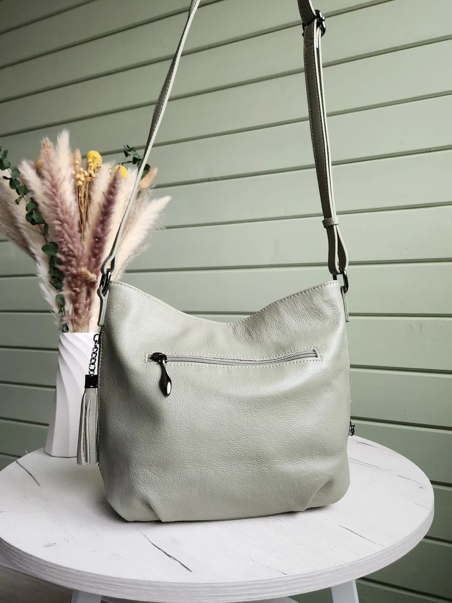 Сумка кросс-боди FEELBAGS натуральная кожа зеленый купить,NaN
