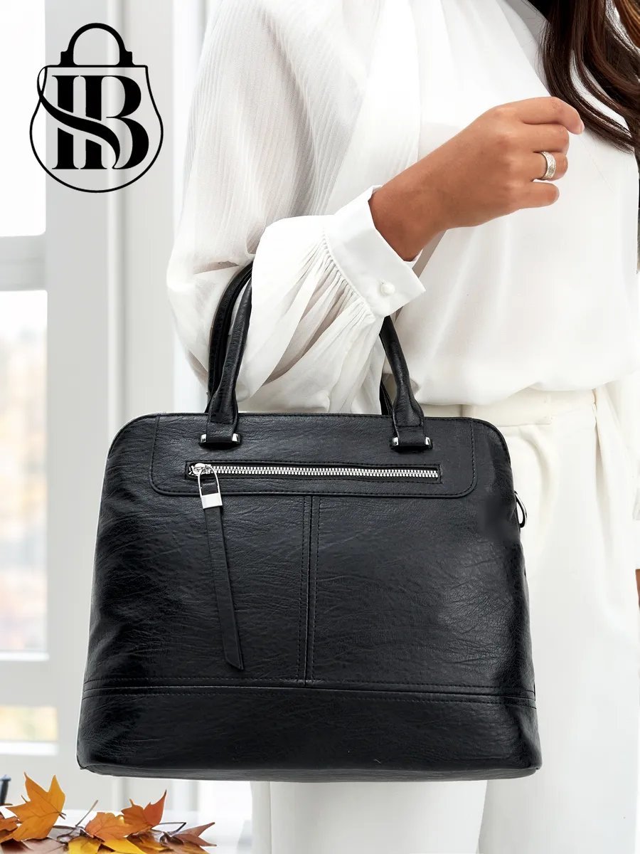 Сумка шоппер ICONIC BAGS искусственная кожа черный купить,NaN