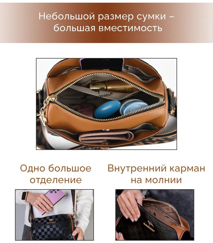 Сумка кросс-боди искусственная кожа коричневый купить,NaN
