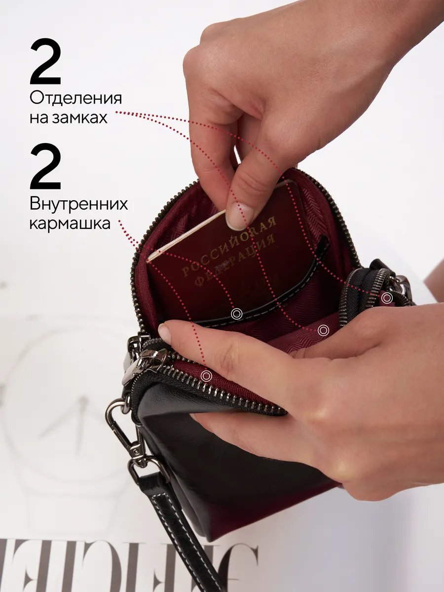 Сумка кросс-боди Elbag натуральная кожа черный купить,NaN