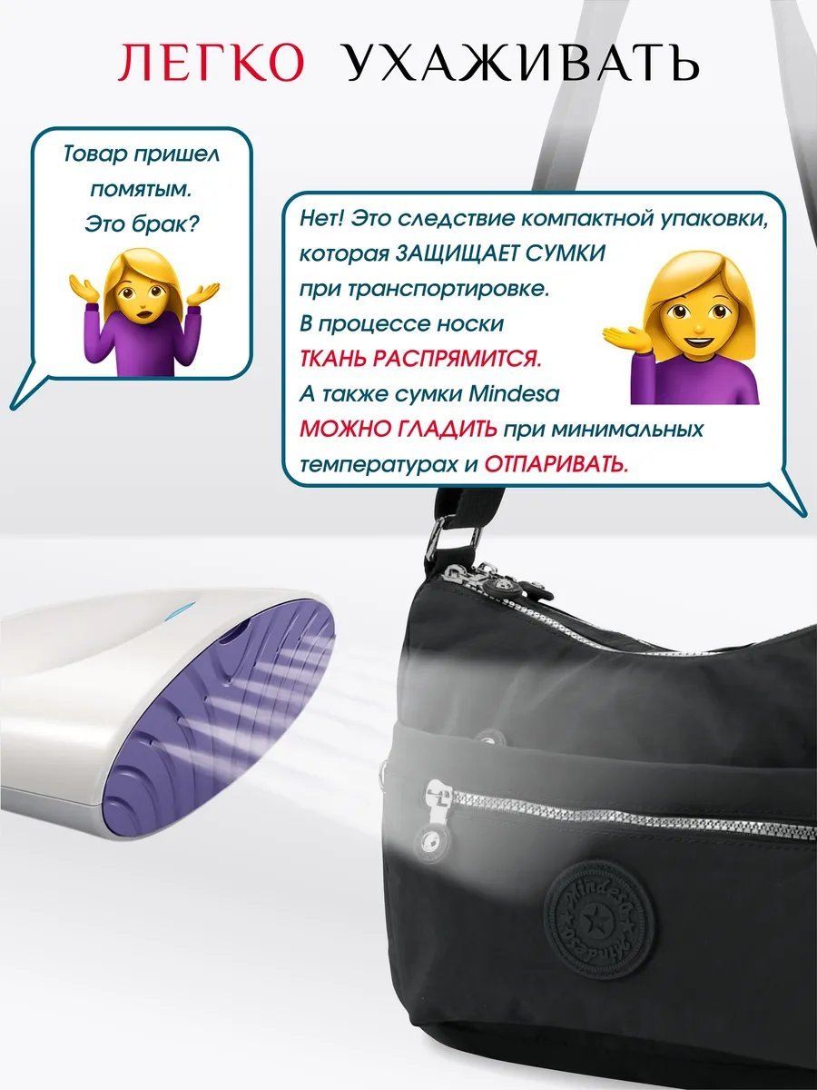 Сумка кросс-боди Mindesa нейлон черный купить,NaN