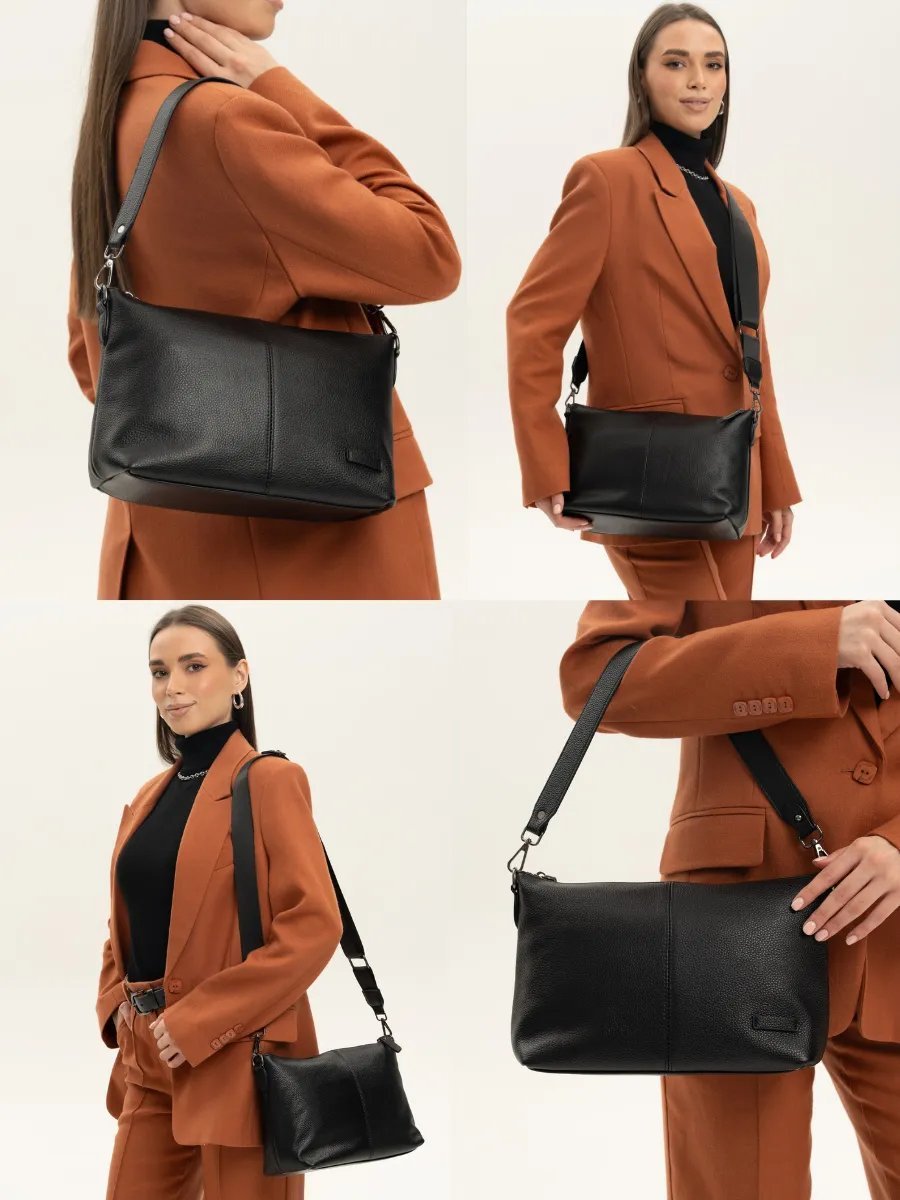 Сумка кросс-боди Melena shop натуральная кожа черный купить,NaN