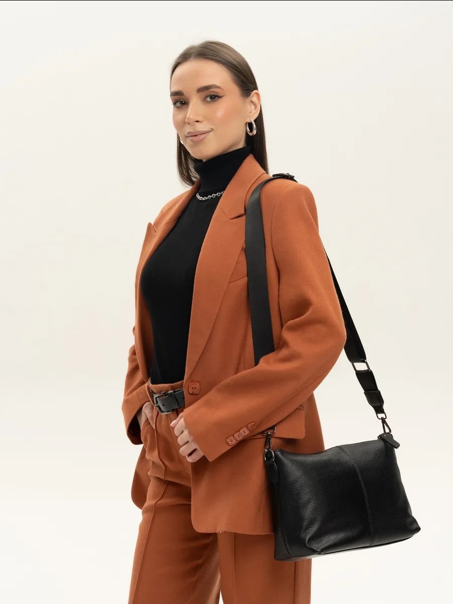 Сумка кросс-боди Melena shop натуральная кожа черный купить,NaN