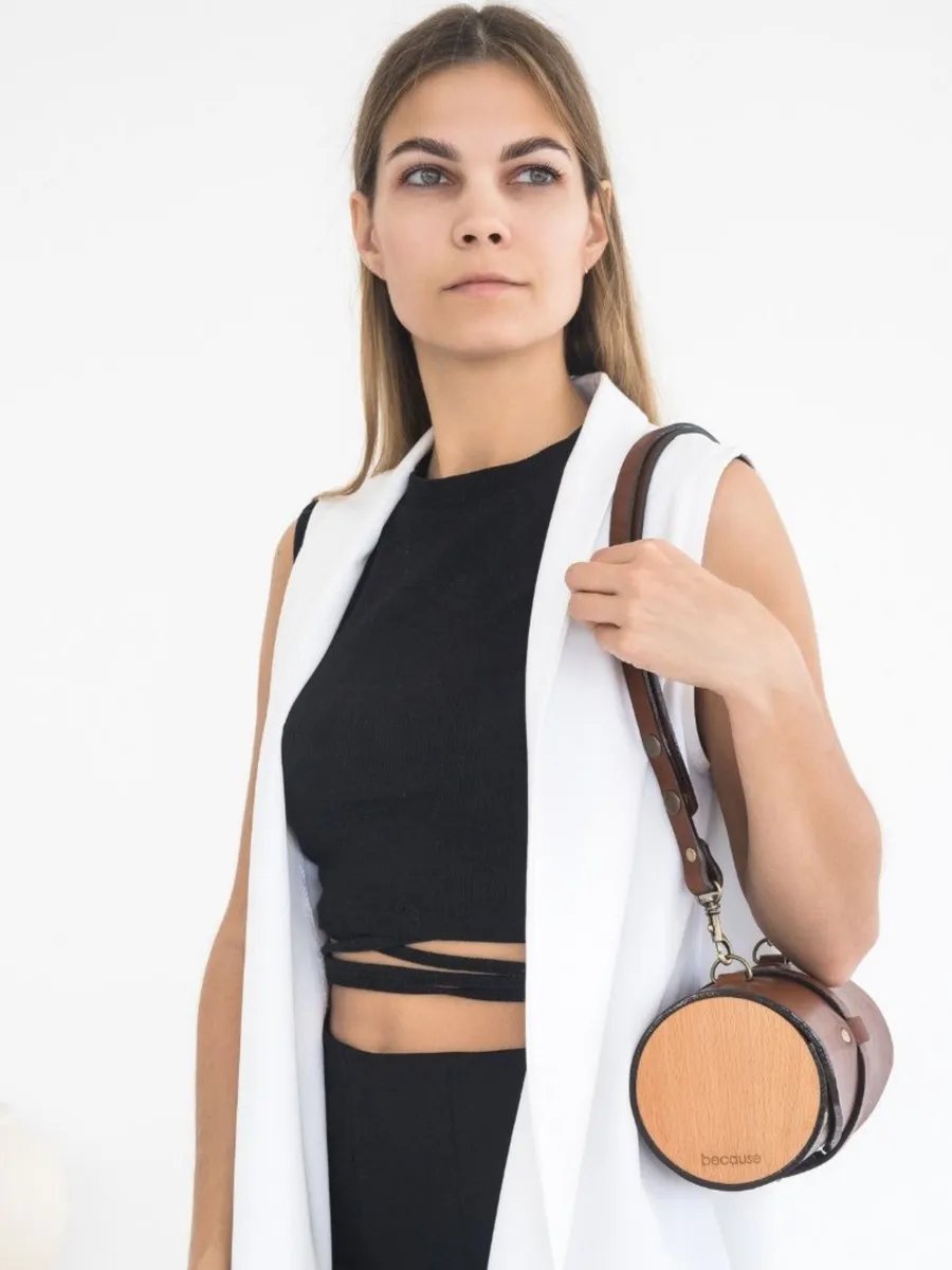 Сумка кросс-боди BECAUSE BAGS натуральная кожа коричневый купить,NaN