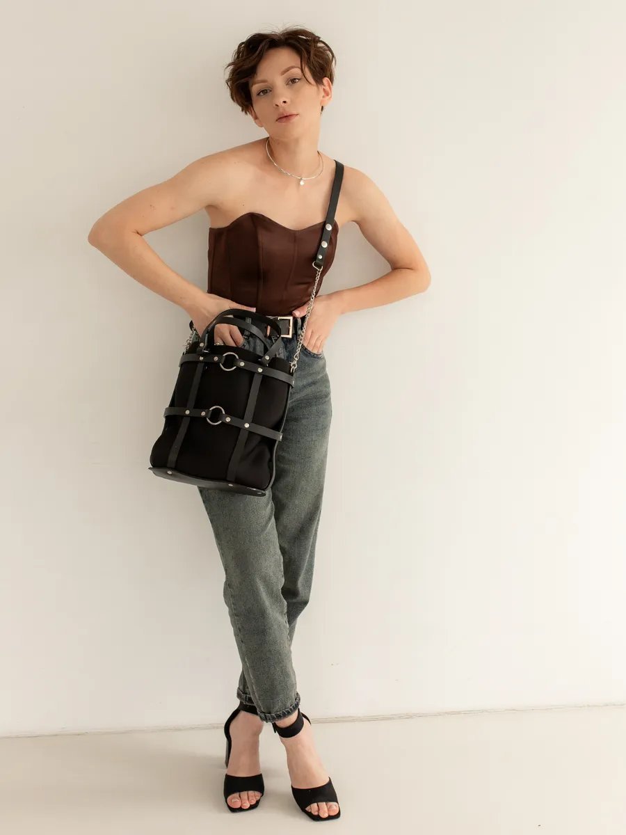 Сумка кросс-боди BECAUSE BAGS натуральная кожа черный купить,NaN