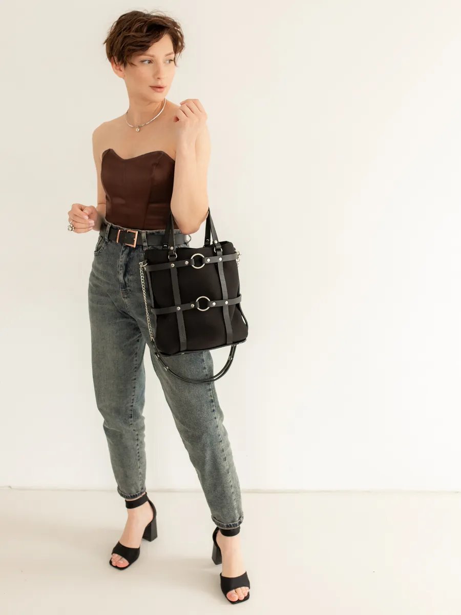 Сумка кросс-боди BECAUSE BAGS натуральная кожа черный купить,NaN