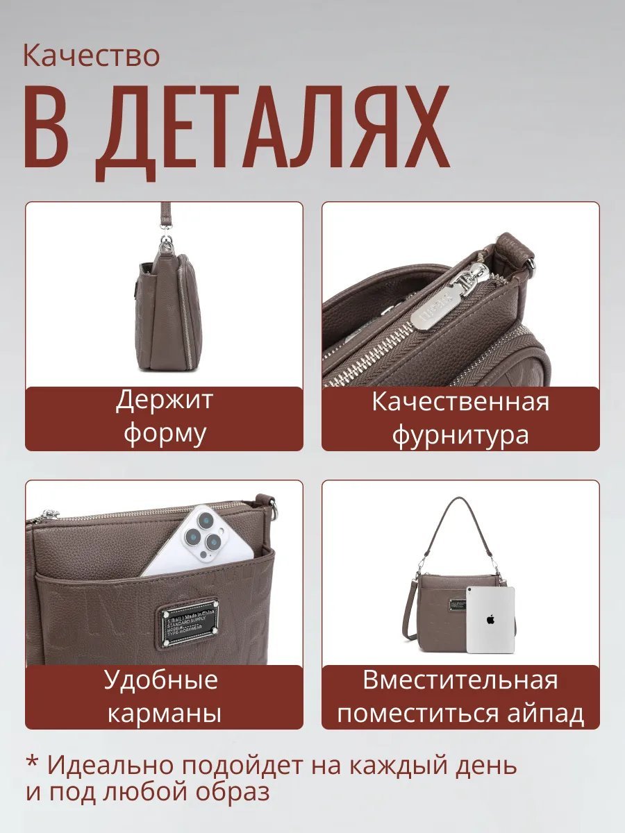 Сумка кросс-боди искусственная кожа коричневый купить,NaN