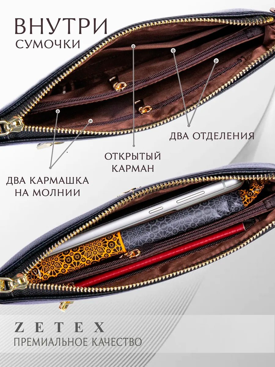 Сумка кросс-боди ZETEX экокожа черный купить,NaN