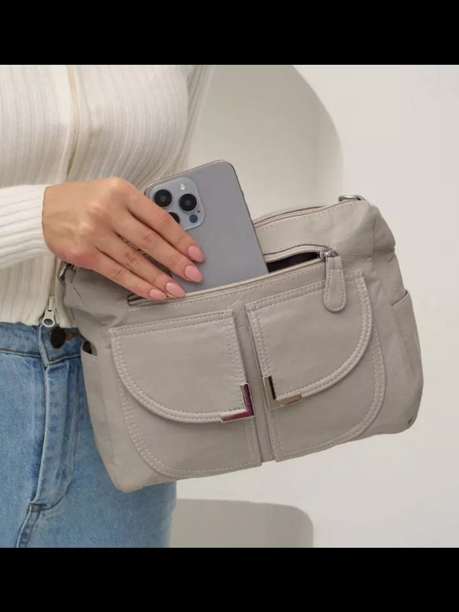 Сумка багет Lady bags экокожа серый купить,NaN