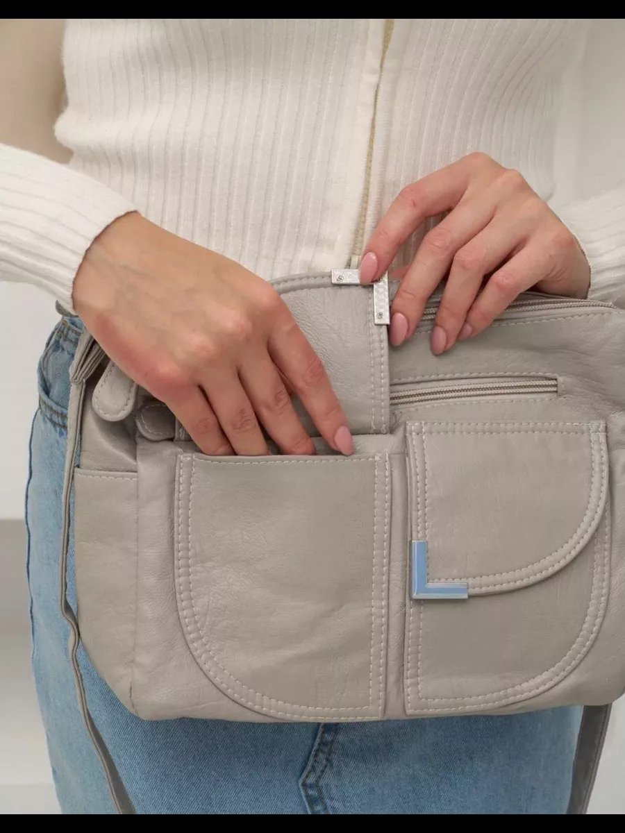 Сумка багет Lady bags экокожа серый купить,NaN