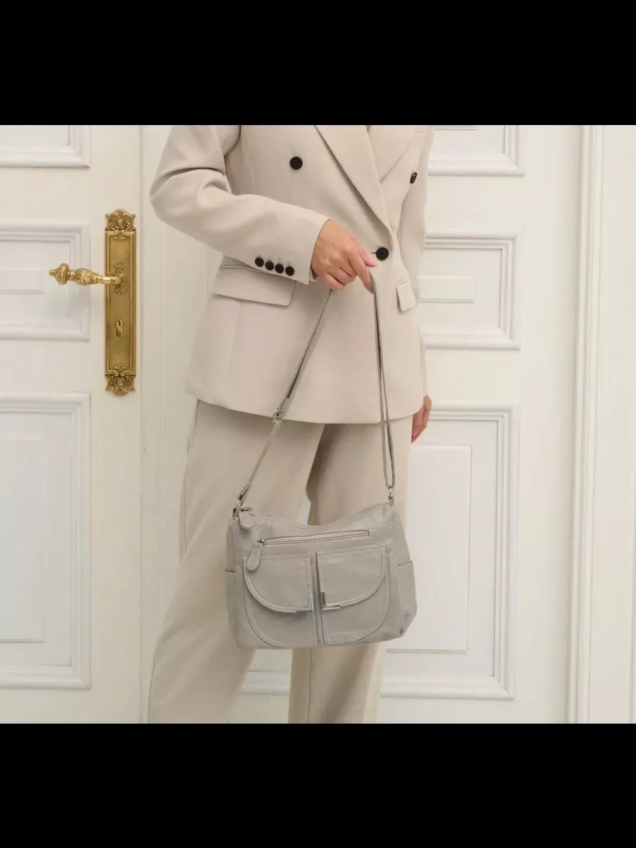 Сумка багет Lady bags экокожа серый купить,NaN