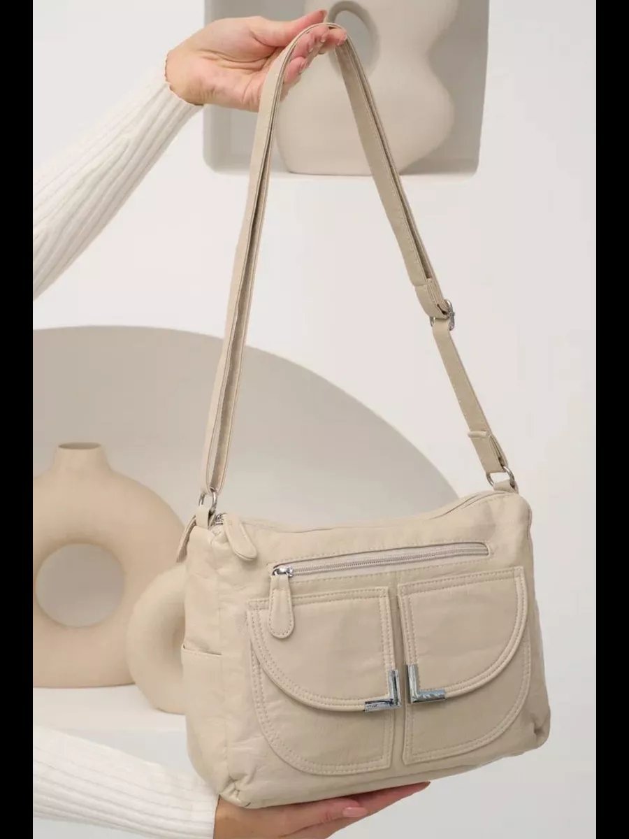 Сумка багет Lady bags экокожа бежевый купить,NaN