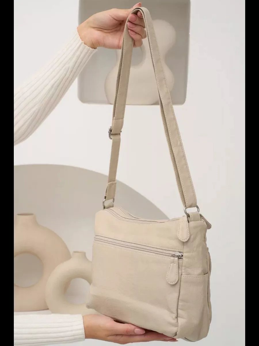 Сумка багет Lady bags экокожа бежевый купить,NaN