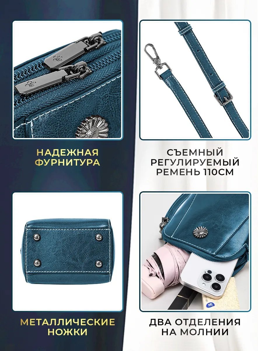 Сумка кросс-боди МАстиль натуральная кожа синий купить,NaN