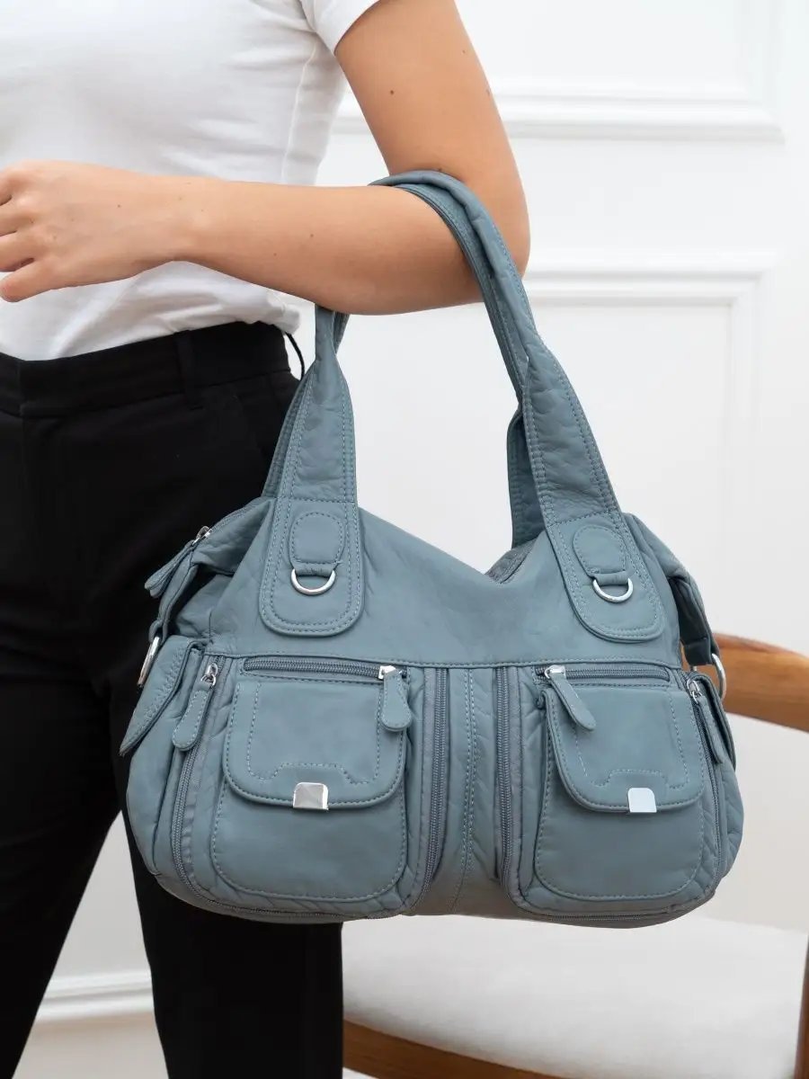 Сумка тоут MONBAG экокожа голубой купить,NaN