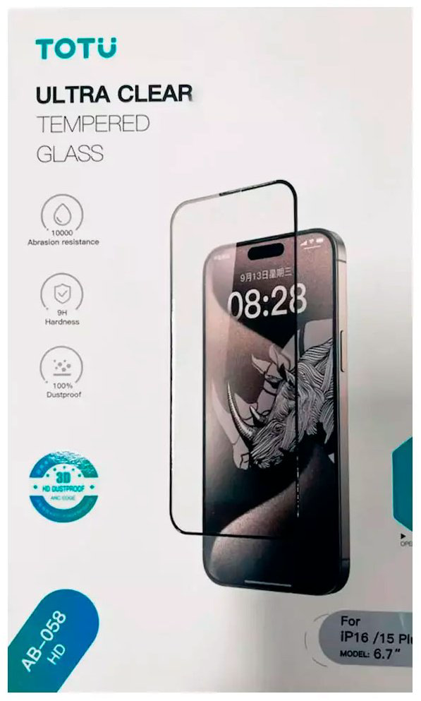 Стекло Totu для Apple iPhone 16 Plus iPhone 16 Plus transparent прозрачный