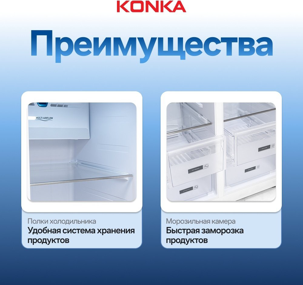 Холодильник KONKA KRSB-600ST серый купить,NaN
