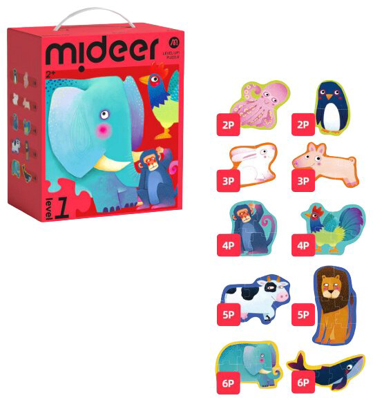 Mideer Пазл «Level Up!» Уровень 1 – Простые животные купить,NaN