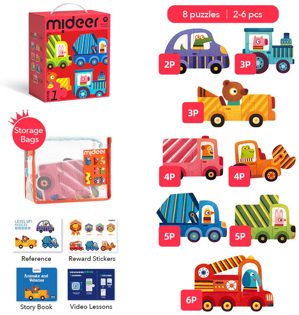 Mideer Пазл «Level Up!» Уровень 1 – Транспорт для животных - ForteMarket Mideer Пазл «Level Up!» Уровень 1 – Транспорт для животных купить,0