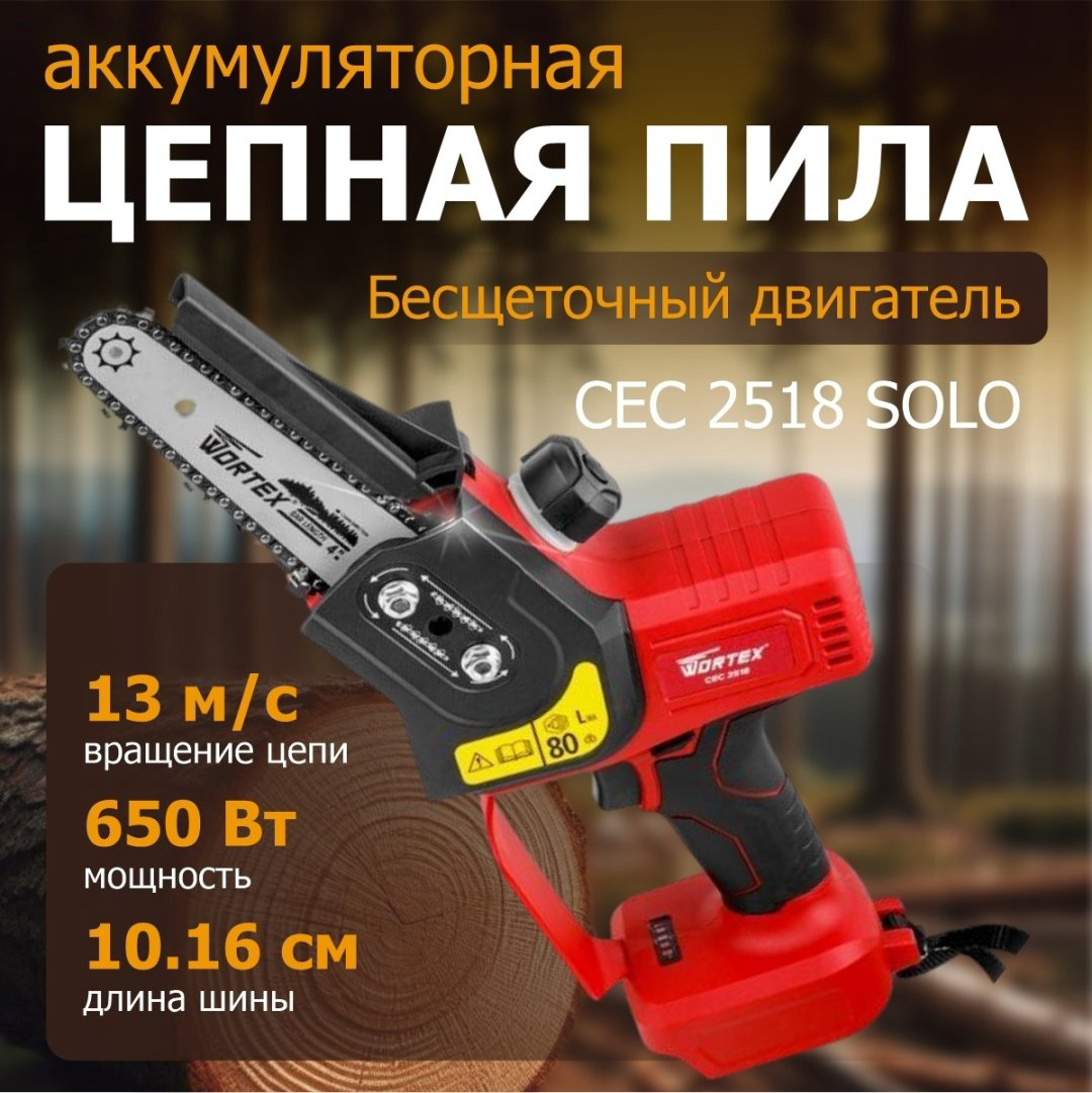 Цепная пила WORTEX аккумуляторная CEC 2518 ALL1 Solo 0323166 купить,NaN