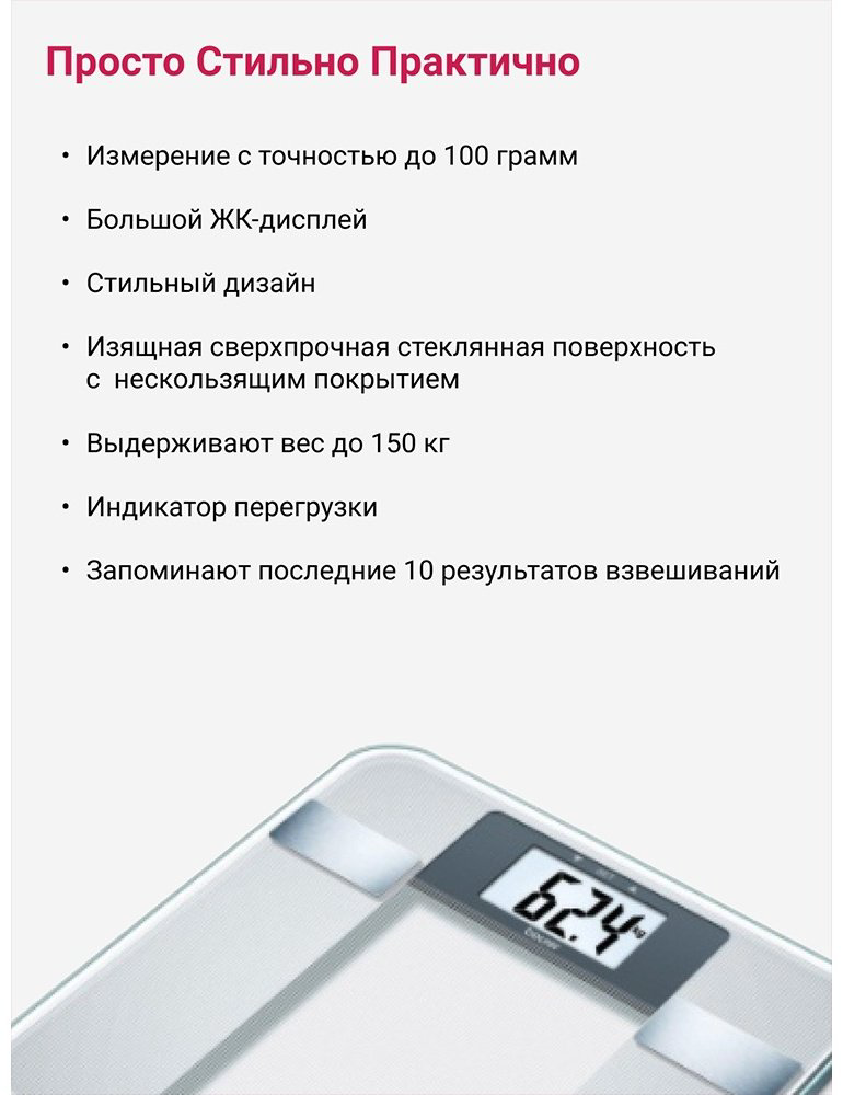 Напольные весы Beurer электронные BG13 до 150 кг купить,NaN