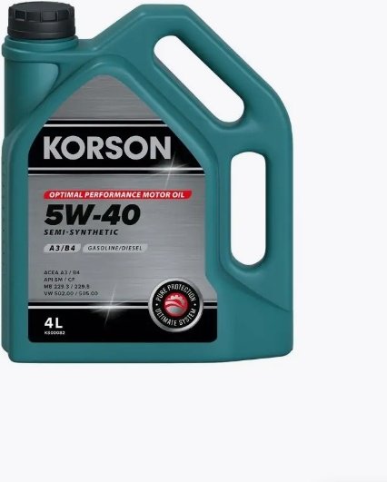 Моторное масло Полусинтетическое KORSON 5W-40 SEMI SYNTHETIC A3/B4 5W-40 4 л