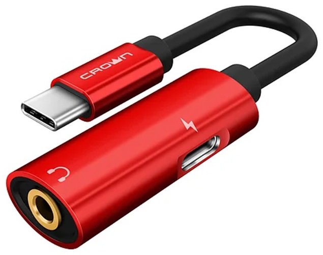 CROWN 3.5 mm jack - USB TypeC CMCU-014C красный
