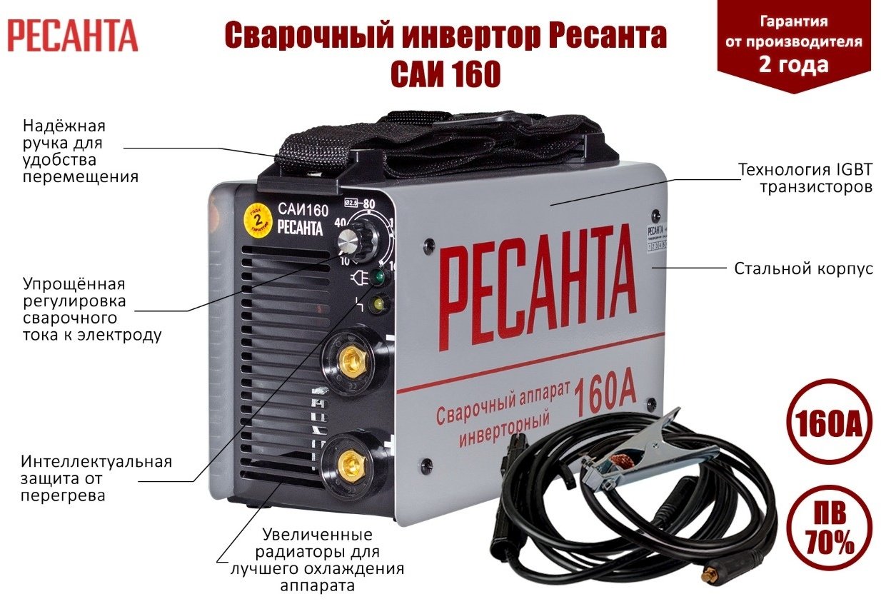 Ресанта сварочный инвертор САИ-160 65/1 (MMA) (MMA)