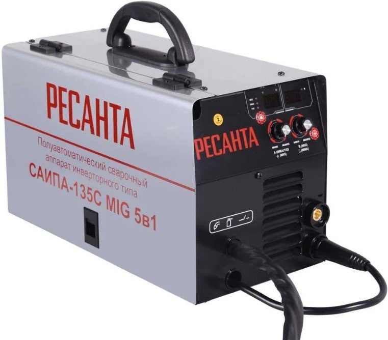 Ресанта сварочный инвертор САИПА-135 (аргонная (аргонодуговая) сварка, полуавтоматическая сварка (MIG/MAG), ручная дуговая сварка (MMA)) купить,NaN