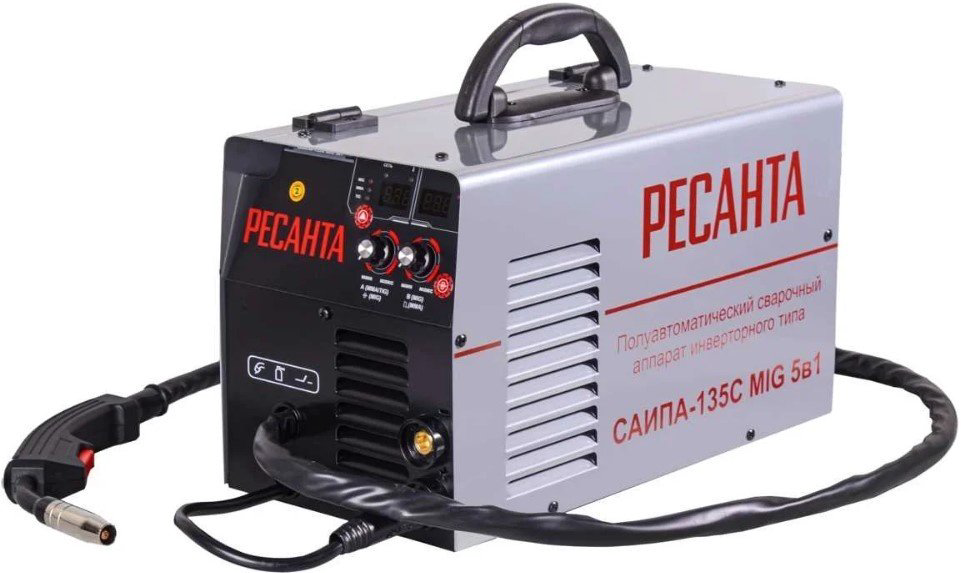 Ресанта сварочный инвертор САИПА-135 (аргонная (аргонодуговая) сварка, полуавтоматическая сварка (MIG/MAG), ручная дуговая сварка (MMA)) купить,NaN