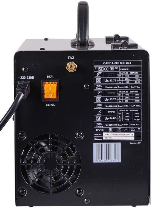 Ресанта сварочный инвертор САИПА-200 65/9 (полуавтоматическая сварка (MIG/MAG), ручная дуговая сварка (MMA), MMA/TIG/CUT, SPOT) купить,NaN