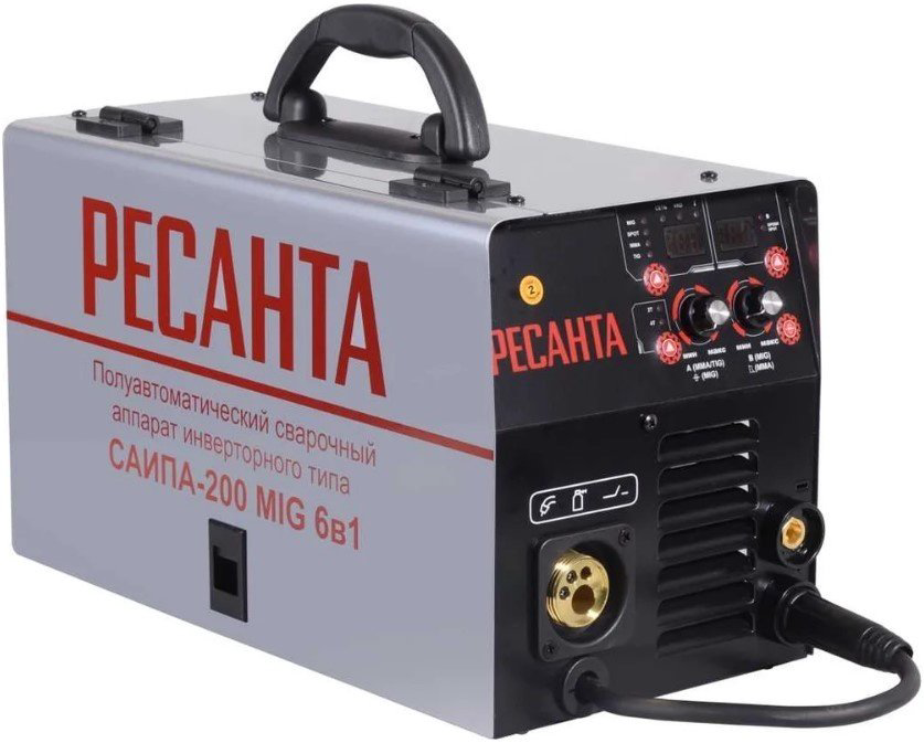 Ресанта сварочный инвертор САИПА-200 65/9 (полуавтоматическая сварка (MIG/MAG), ручная дуговая сварка (MMA), MMA/TIG/CUT, SPOT) купить,NaN