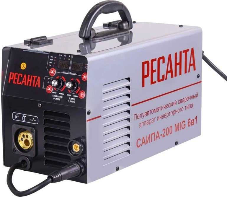 Ресанта сварочный инвертор САИПА-200 65/9 (полуавтоматическая сварка (MIG/MAG), ручная дуговая сварка (MMA), MMA/TIG/CUT, SPOT) купить,NaN