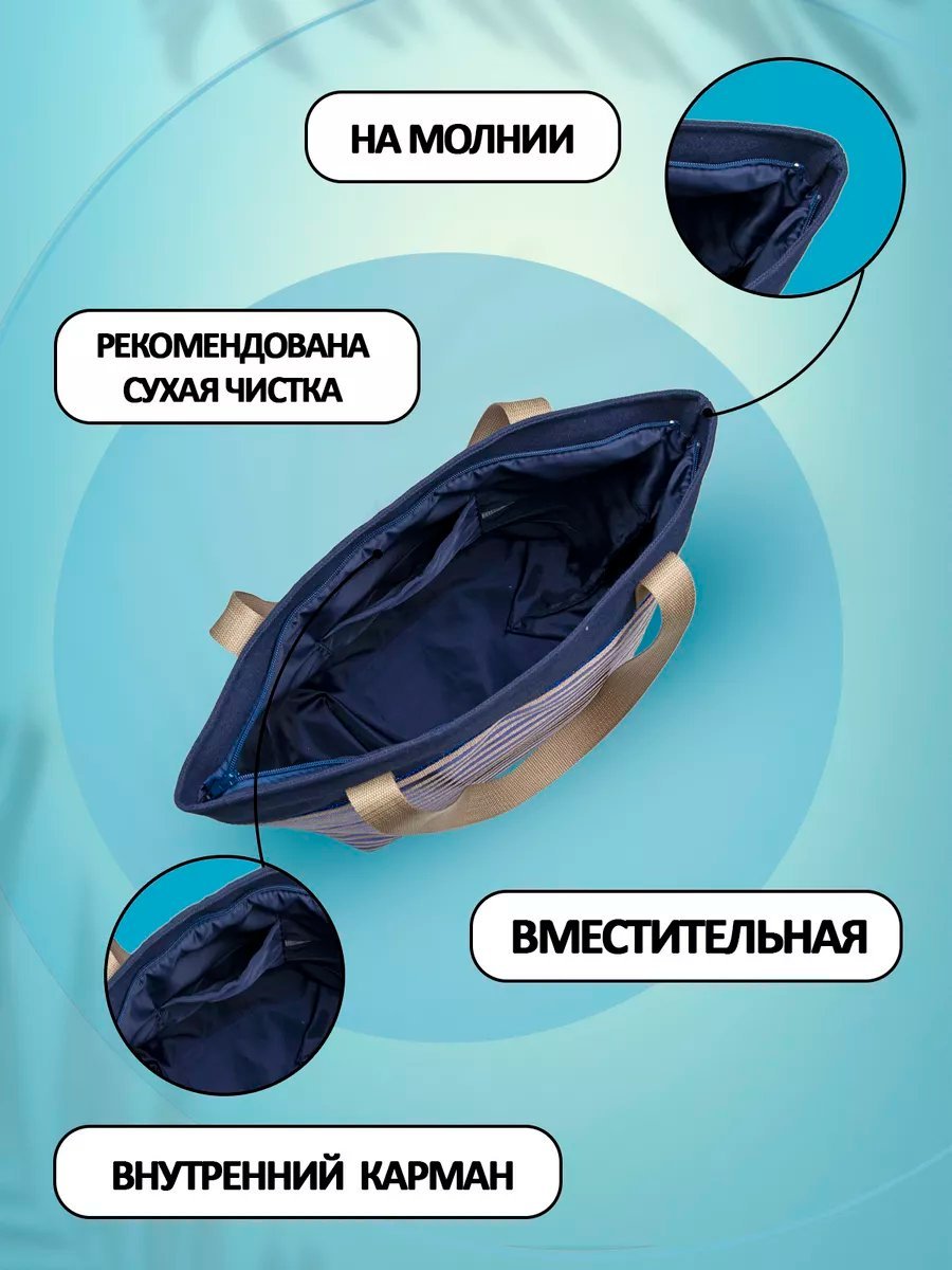 Сумка шоппер Небосой текстиль голубой купить,NaN