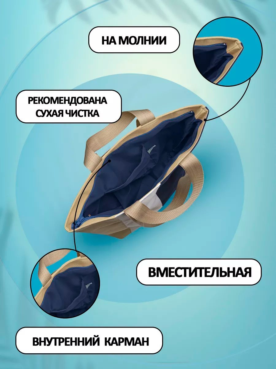 Сумка шоппер Небосой лен синий купить,NaN