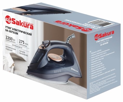 Утюг SAKURA SA-3073CBK черный, золотистый - ForteMarket Утюг SAKURA SA-3073CBK черный, золотистый купить,0