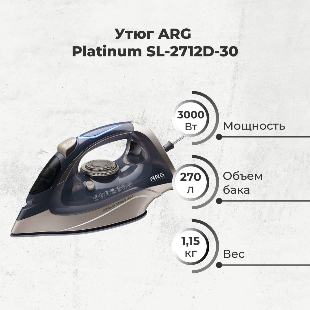 Утюг ARG Platinum SL-2712D-30 синий купить,NaN