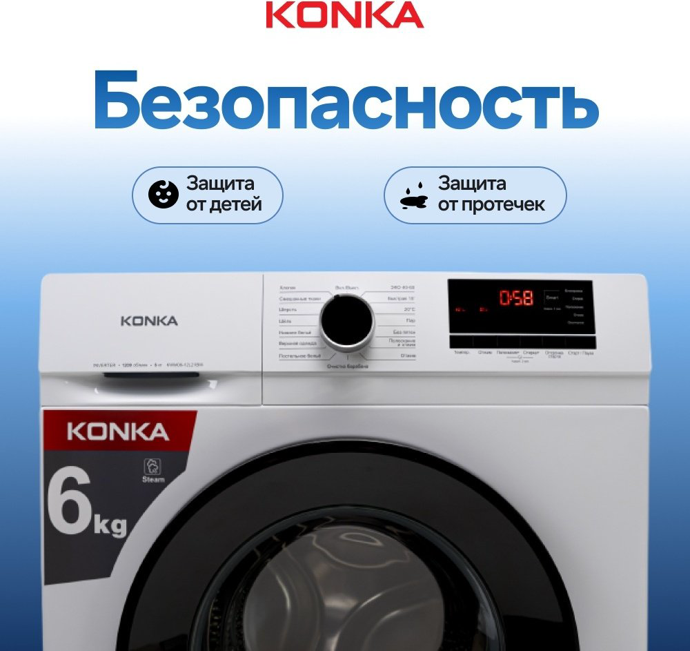 Стиральная машина KONKA KWM06-12L21BW белый купить,NaN