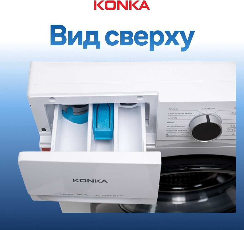 Стиральная машина KONKA KWM06-12L21BW белый купить,NaN