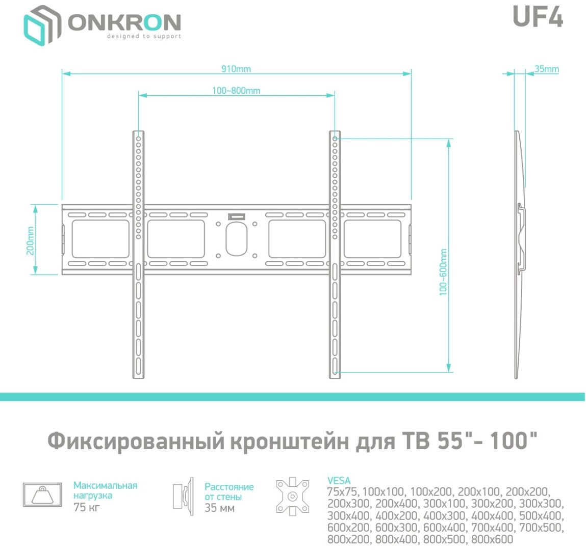 Кронштейн Onkron UF4 черный купить,32990